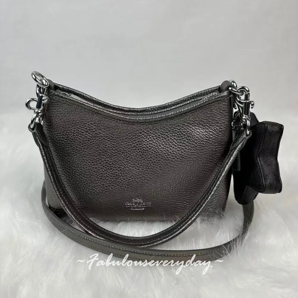 Coach Laurel Small Shoulder Bag Star Charm Leather/Metallic Graphite CCF16 NWT